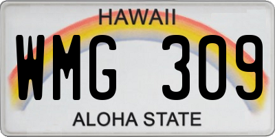 HI license plate WMG309