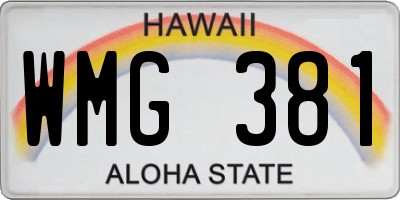 HI license plate WMG381