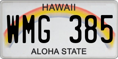 HI license plate WMG385
