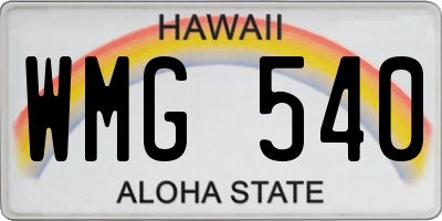 HI license plate WMG540