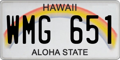 HI license plate WMG651
