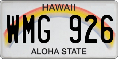 HI license plate WMG926