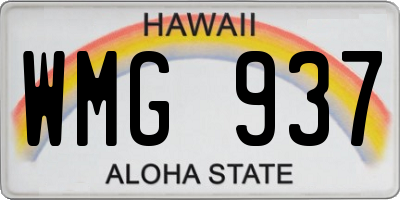 HI license plate WMG937
