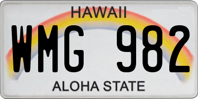 HI license plate WMG982