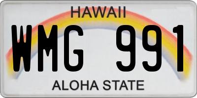 HI license plate WMG991