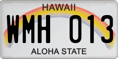 HI license plate WMH013