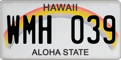 HI license plate WMH039
