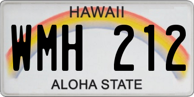 HI license plate WMH212