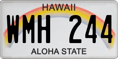 HI license plate WMH244