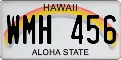 HI license plate WMH456