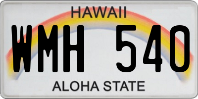 HI license plate WMH540