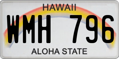 HI license plate WMH796
