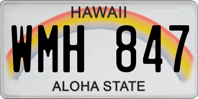 HI license plate WMH847