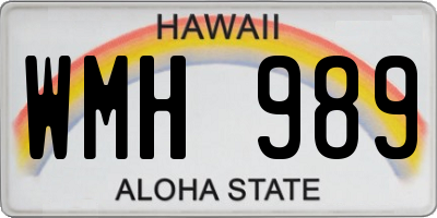 HI license plate WMH989