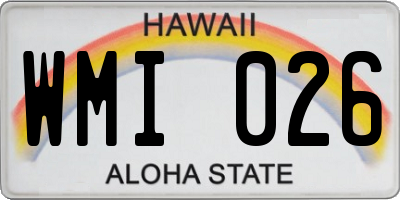 HI license plate WMI026