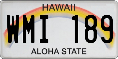 HI license plate WMI189