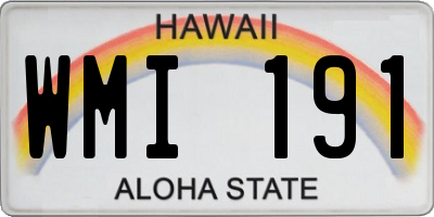 HI license plate WMI191