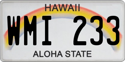 HI license plate WMI233