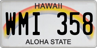 HI license plate WMI358