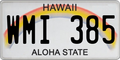 HI license plate WMI385