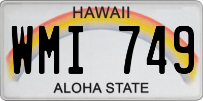 HI license plate WMI749