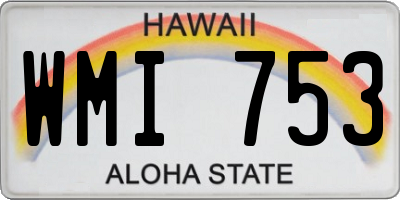 HI license plate WMI753