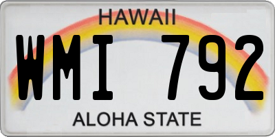 HI license plate WMI792
