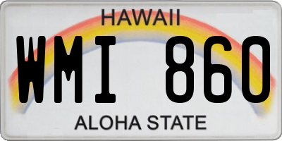 HI license plate WMI860
