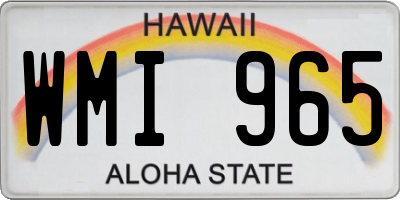 HI license plate WMI965