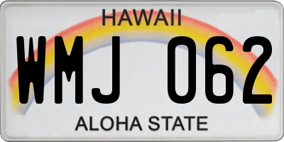 HI license plate WMJ062