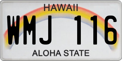 HI license plate WMJ116