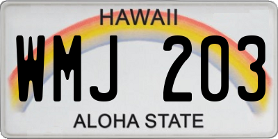 HI license plate WMJ203