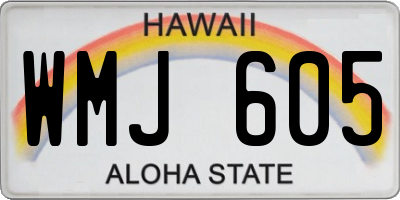HI license plate WMJ605