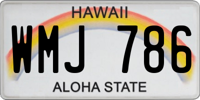 HI license plate WMJ786