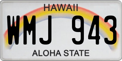 HI license plate WMJ943