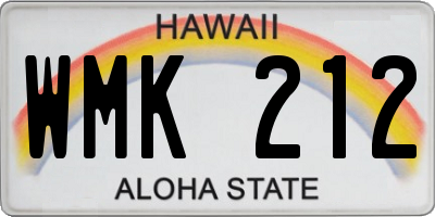 HI license plate WMK212