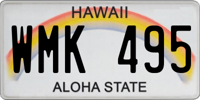 HI license plate WMK495
