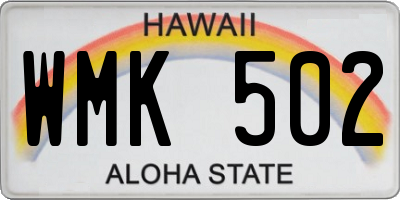 HI license plate WMK502
