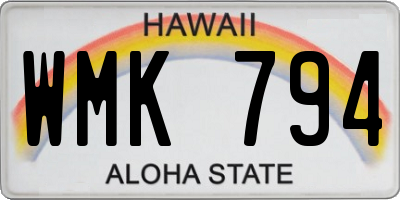 HI license plate WMK794