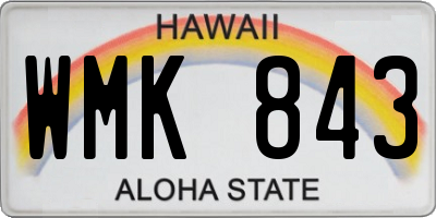 HI license plate WMK843