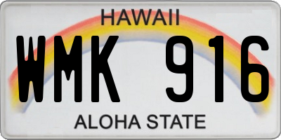 HI license plate WMK916
