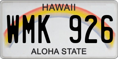 HI license plate WMK926