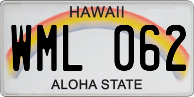 HI license plate WML062
