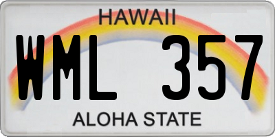 HI license plate WML357