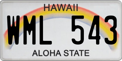 HI license plate WML543