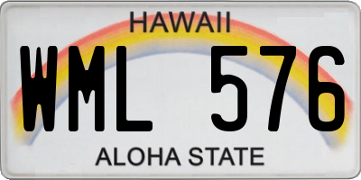 HI license plate WML576