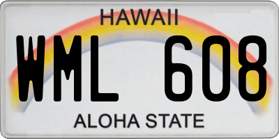 HI license plate WML608