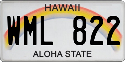 HI license plate WML822