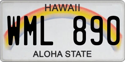HI license plate WML890