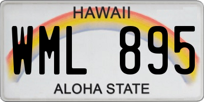 HI license plate WML895